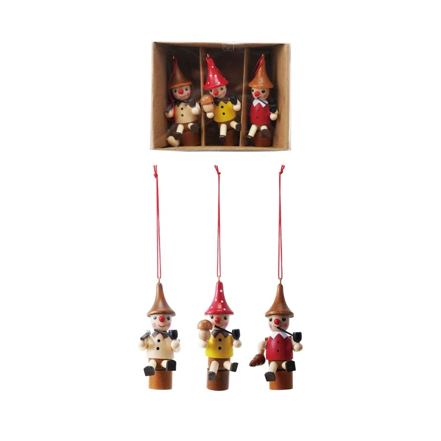Wood Woodsman Ornaments, Multi Color, Boxed Set of 3
