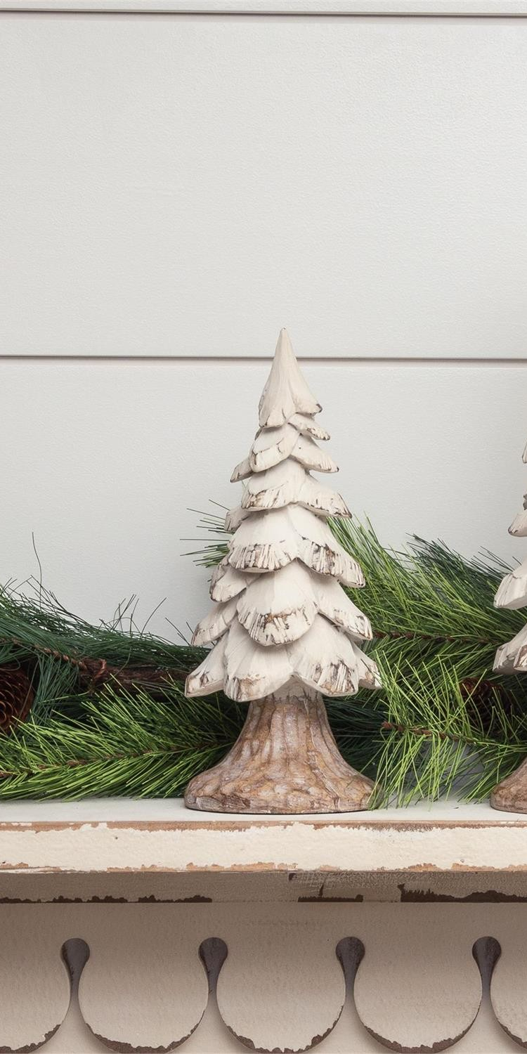 White Trees Carved Distressed Wood Look- Choose from 2 Sizes