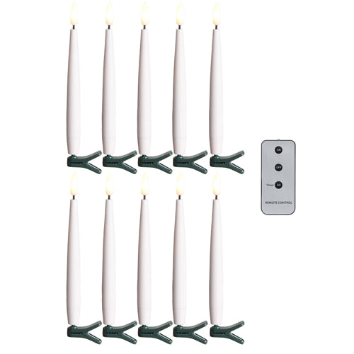 6" CLIP-ON Lighted Candles with Remote - Pack of 10