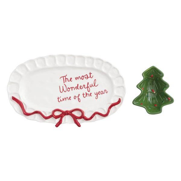 Christmas Bow Tidbit & Platter Set