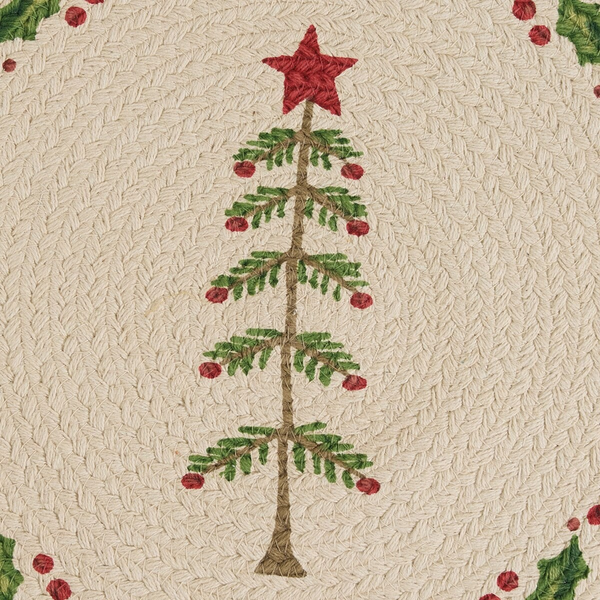 Feather Tree Printed Braided Placemat Round