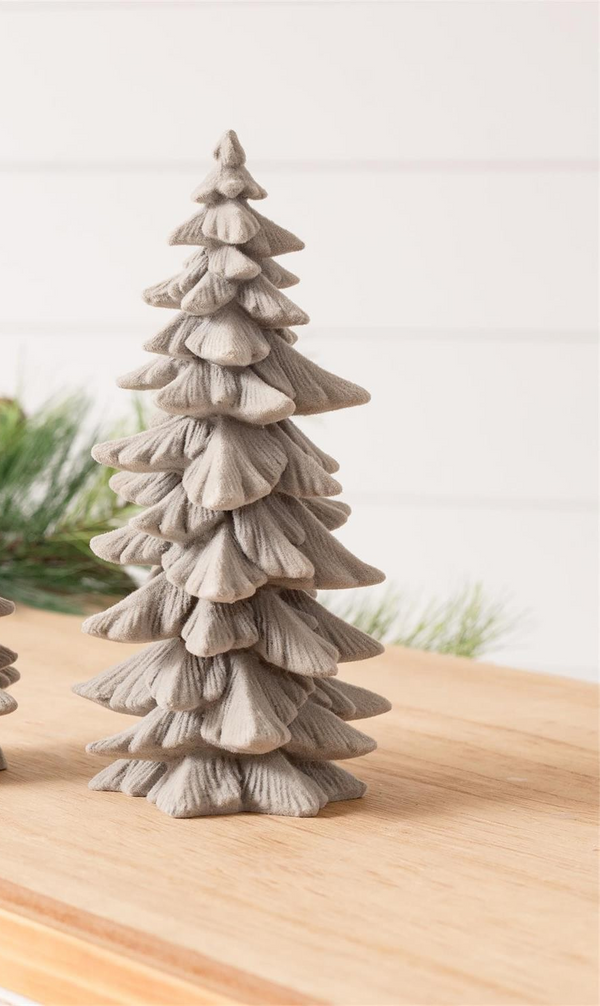 Gray Flocked Christmas Trees- Choose from 2 Sizes