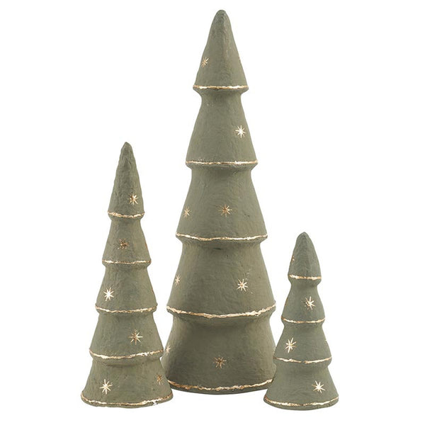 Paper-Mache Tree - Forest Fog Gold Stars - Set of 3