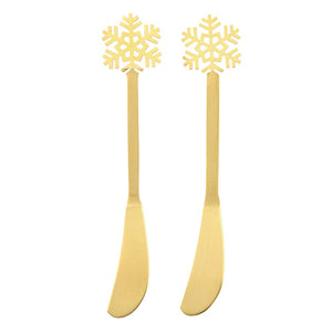 Gold Snowflake Cheese Spreaders - Set of 2