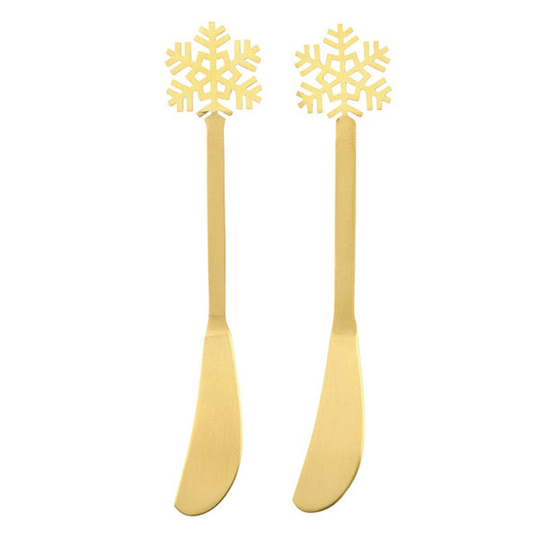 Gold Snowflake Cheese Spreaders - Set of 2