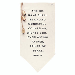 Canvas Banner with Gold Bells - Isaiah 9:6
