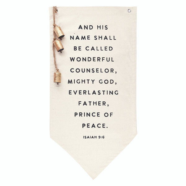 Canvas Banner with Gold Bells - Isaiah 9:6