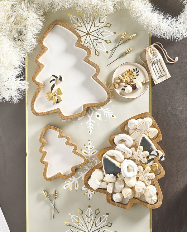Wood + Enamel Tree Platter - 2 Sizes to Choose From