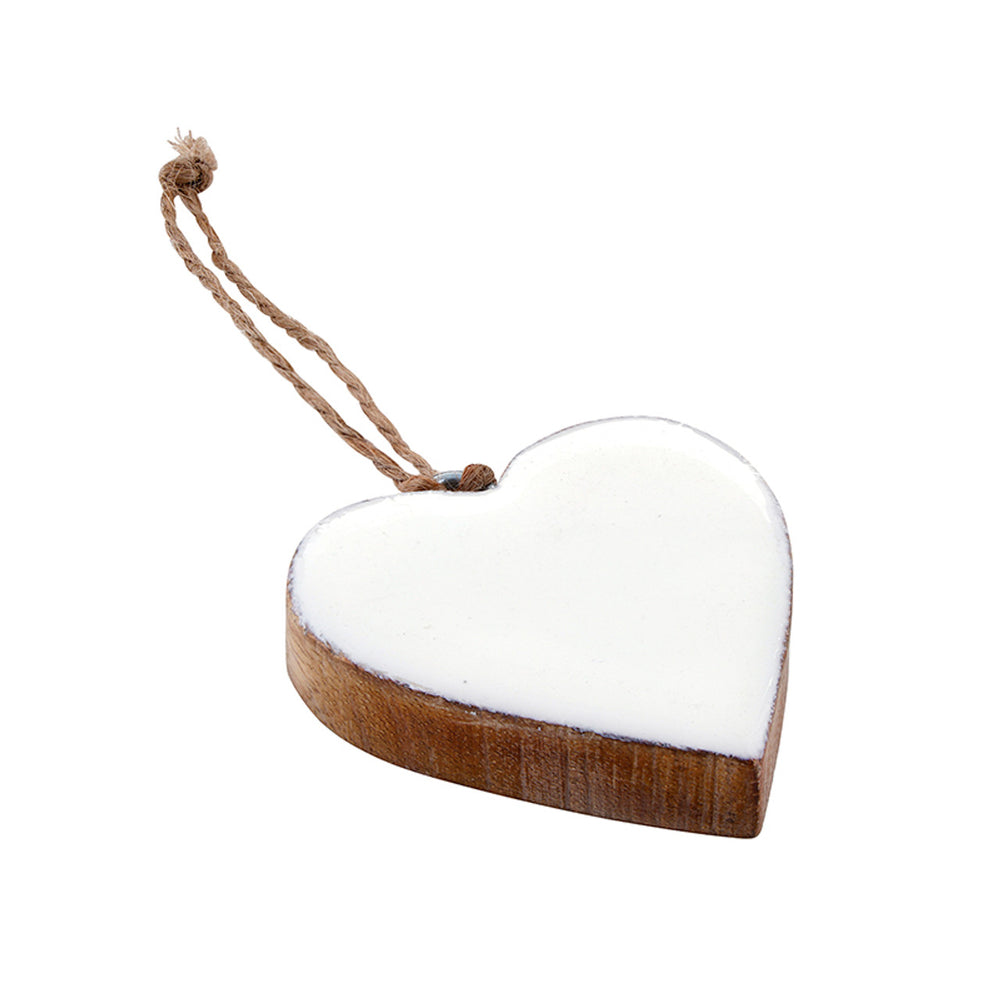 Enamel + Wood Heart Ornaments