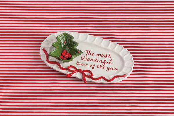 Christmas Bow Tidbit & Platter Set