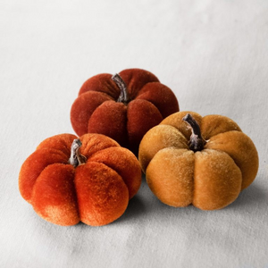 SET /3 WARM COLORED MINI VELVET PUMPKINS