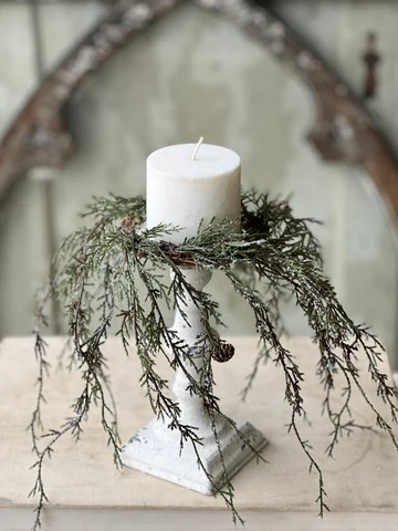 Weeping Cedar Candle Ring 3"