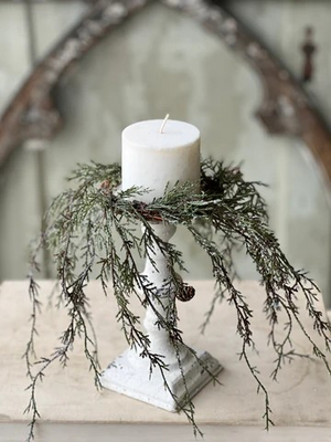 Weeping Cedar Candle Ring 3"