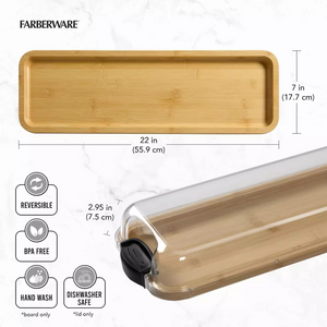 Build-a-Board 7-in. x 22-in. Rectangle Bamboo Charcuterie Board with Lid
