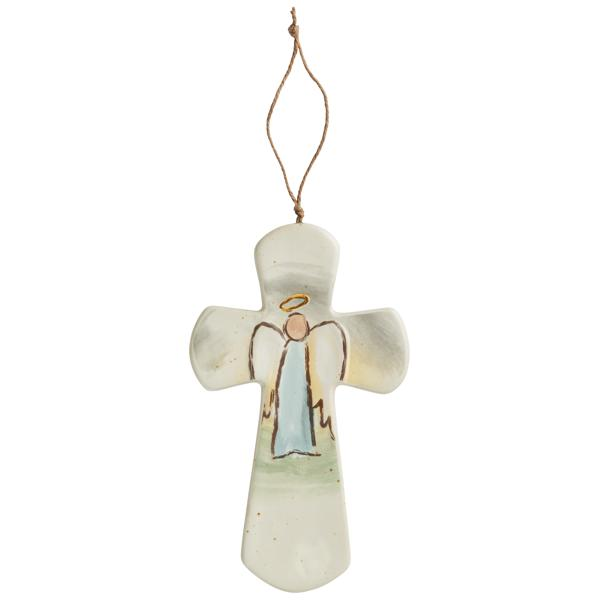 Ceramic Angel Nativity Cross