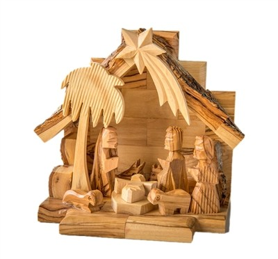 Nativity Grotto with Carved Figures 5x5