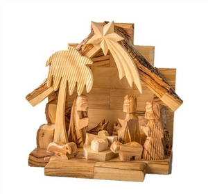 Nativity Grotto with Carved Figures 5x5