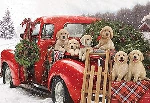 Puppies Holiday Ride Jigsaw Puzzle 100 Piece