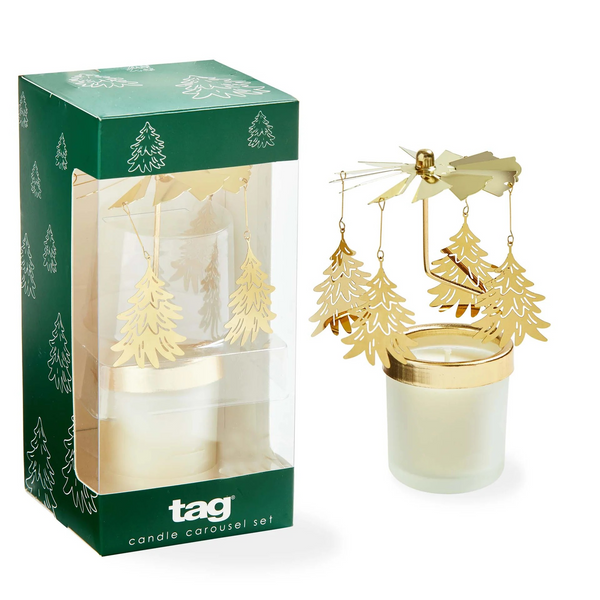 Winter Pine Tree Carousel Candle