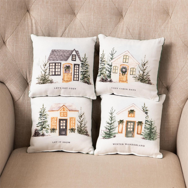 Mini Pillows - Cozy Winter Cottages Asst.