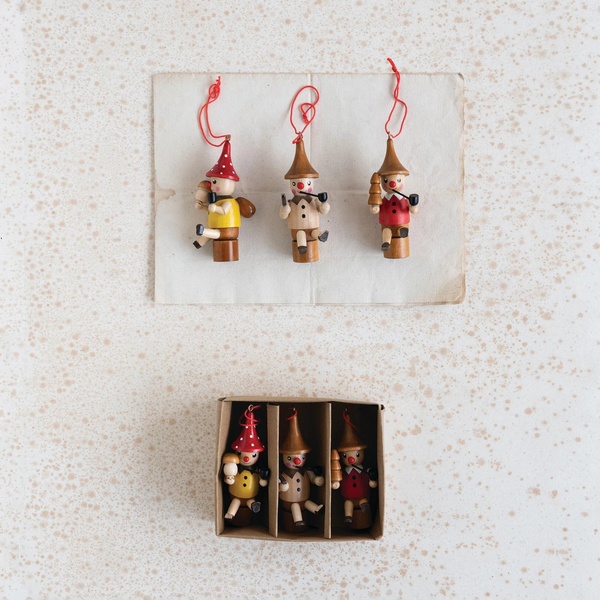 Wood Woodsman Ornaments, Multi Color, Boxed Set of 3