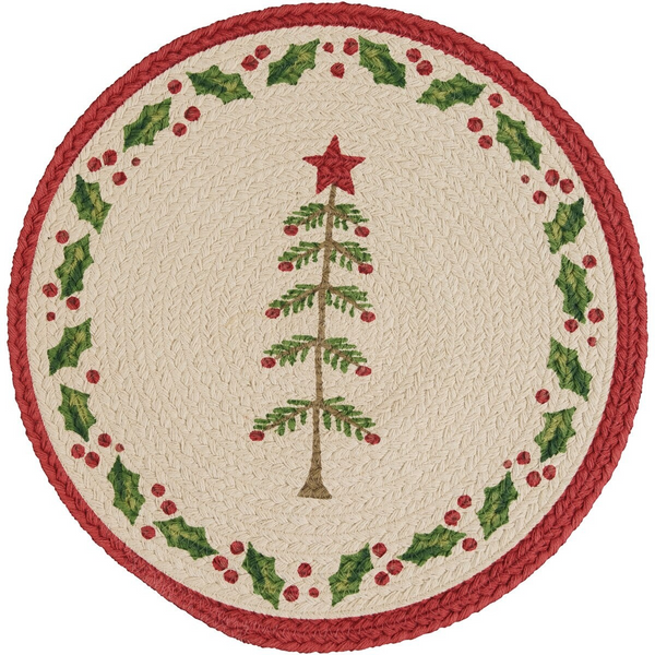 Feather Tree Printed Braided Placemat Round
