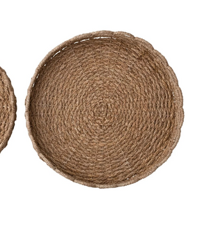Decorative Woven Seagrass Scalloped Tray - Choose From 2 Sizes
