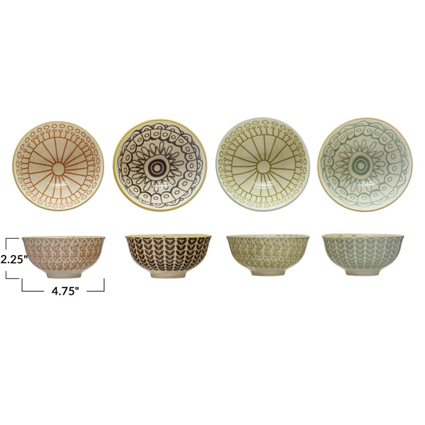 Patterned Stoneware Nibble Bowl - 4 Styles to Choose From