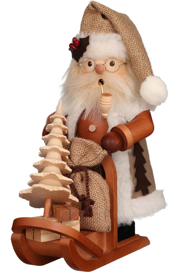 Christian Ulbricht wooden incense smoker figure of Santa riding a sled.