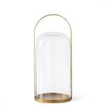 Round Gold Metal Lantern Candleholders w/Glass Domed Hurricanes - Choose from 3 Sizes