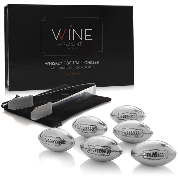 Football Shaped Stainless Steel Whiskey Stones Set of 6