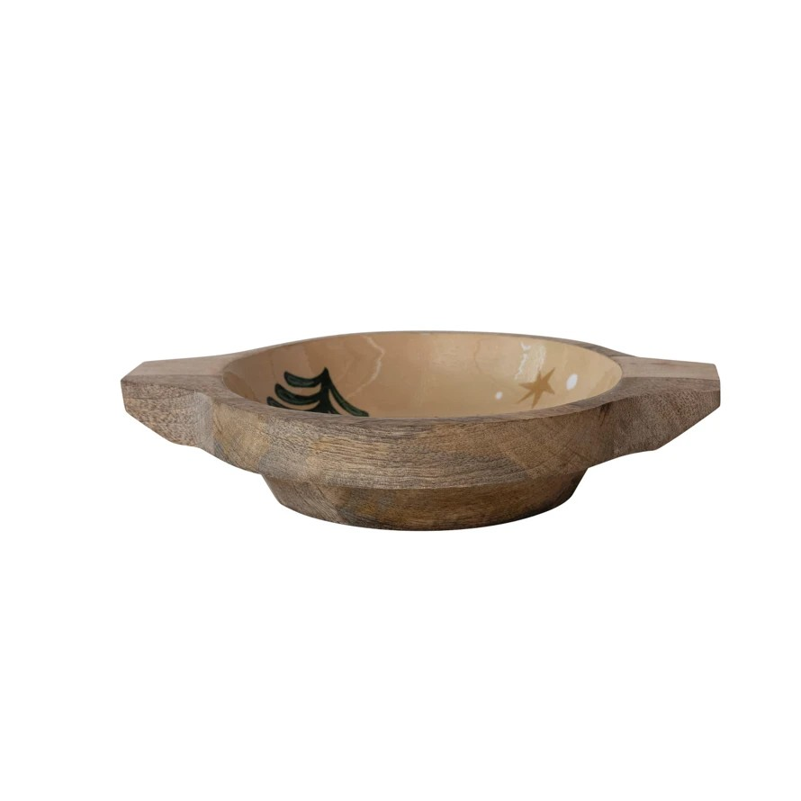 Polar Bear Enameled Mango Wood Bowl