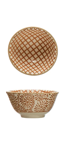 Stoneware Pinch Pot with Multicolor Patterns