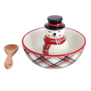 Holiday Tartan Candy Dish - Choose Either Santa or Snowman