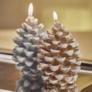 Pinecone Candle w/ Frosted White Glitter