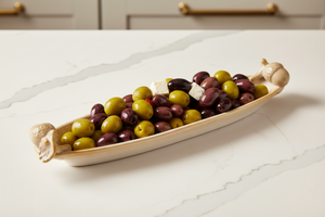 Cream Stoneware Acorn Olive Dish