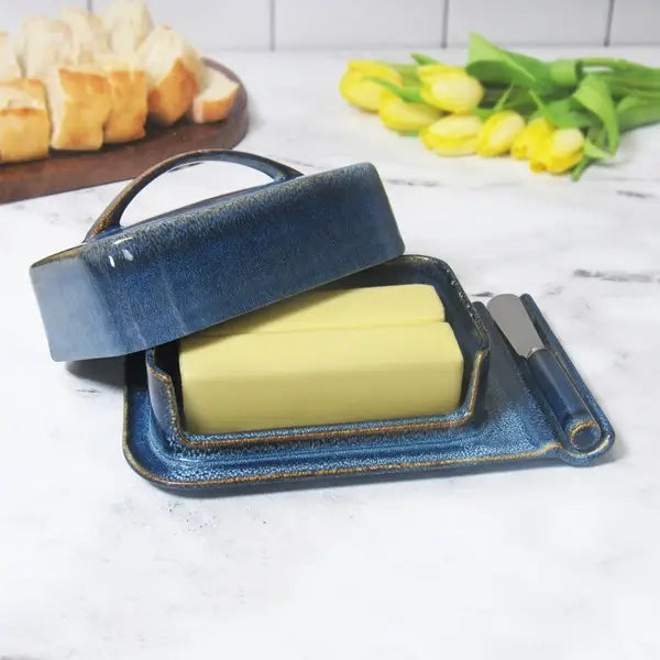Porcelain Mess-Free Butter Dish w/ Matching Spreader-3 Color Choices