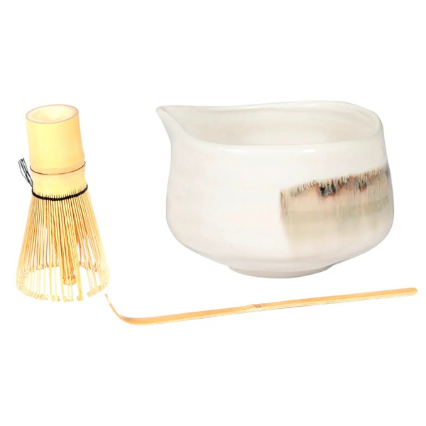 Porcelain Matcha Latte Bowl Set with Whisk and Scoop - 4 Different Colors to Choose From