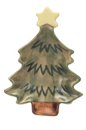 Hand Painted Christmas Tree Tidbit with Star-4 Different Colors