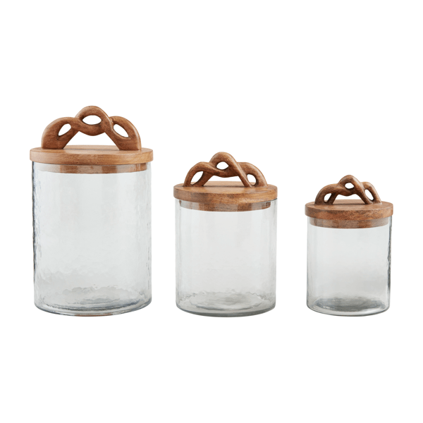Elegant Glass Canister Trio with Twisted Handles