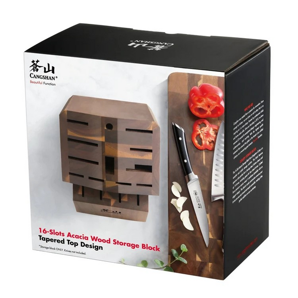 Empty Knife Block, 16-Slot Organizer (Acacia) by Cangshan