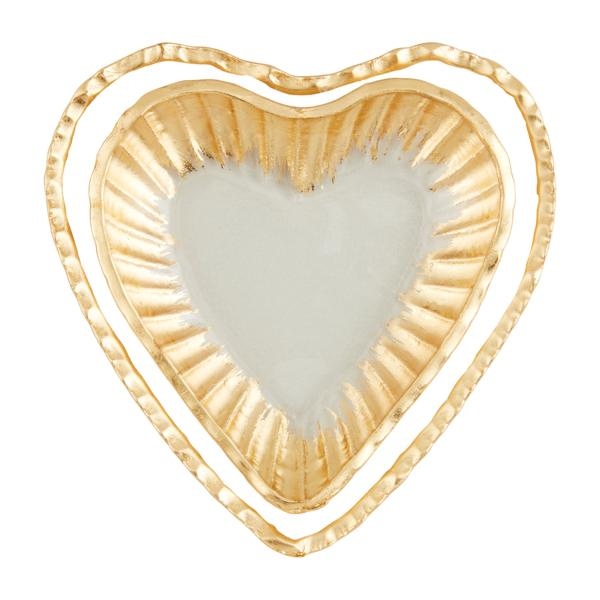 Gold Edge Heart Tidbit Tray Set