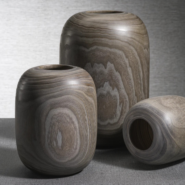 Sylva Sculpted Wood Statement Vase - Choose from 2 Sizes