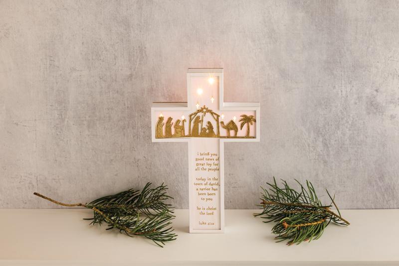 LED Nativity Cross