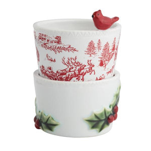 Cardinal And Holly Tidbit Bowl Set
