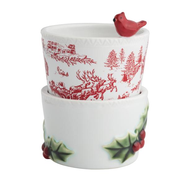 Cardinal And Holly Tidbit Bowl Set