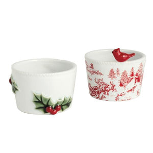 Cardinal And Holly Tidbit Bowl Set