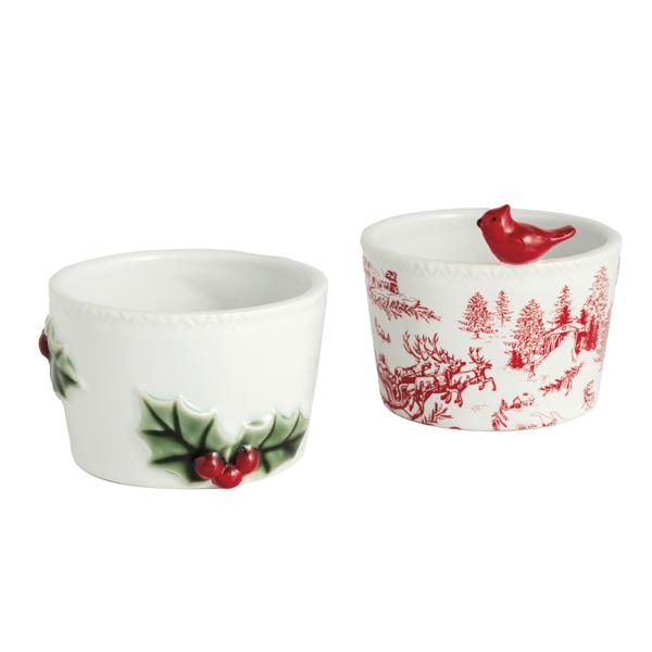 Cardinal And Holly Tidbit Bowl Set
