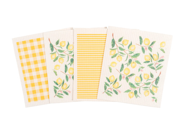 KAF Home Mixed Swedish Dish Cloths Set of 4 (Lemons)