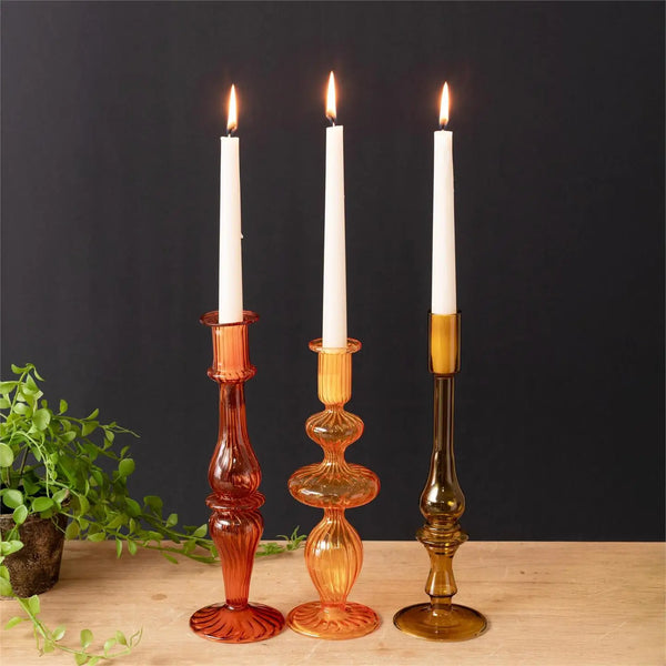 Amber Ombre Glass Taper Holder - 3 Styles